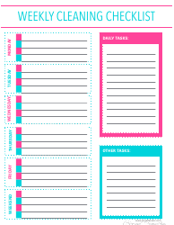 Document preview: Weekly Cleaning Checklist Template - Blue