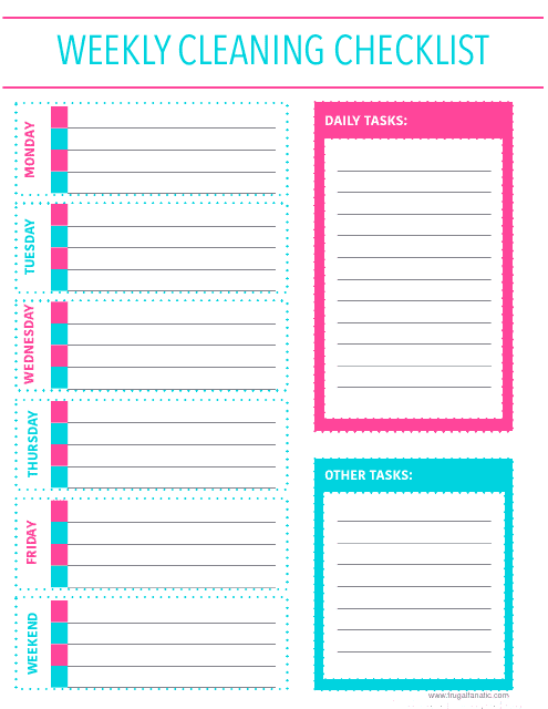 Weekly Cleaning Checklist Template - Blue
