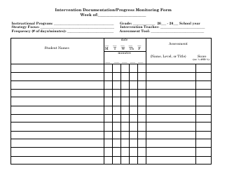 Document preview: Intervention Documentation/Progress Monitoring Form