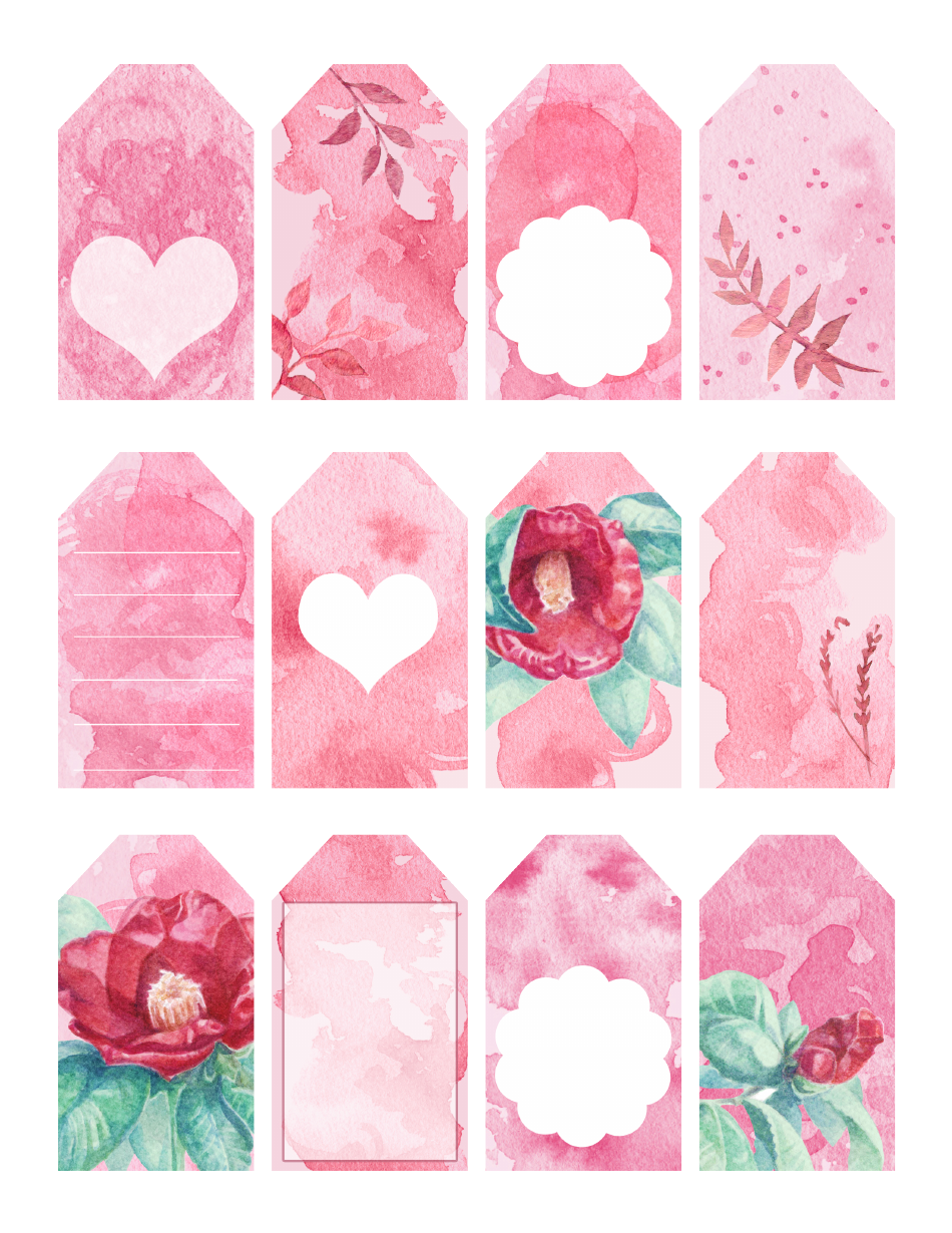 Valentine's Day Gift Tag Templates - Pink