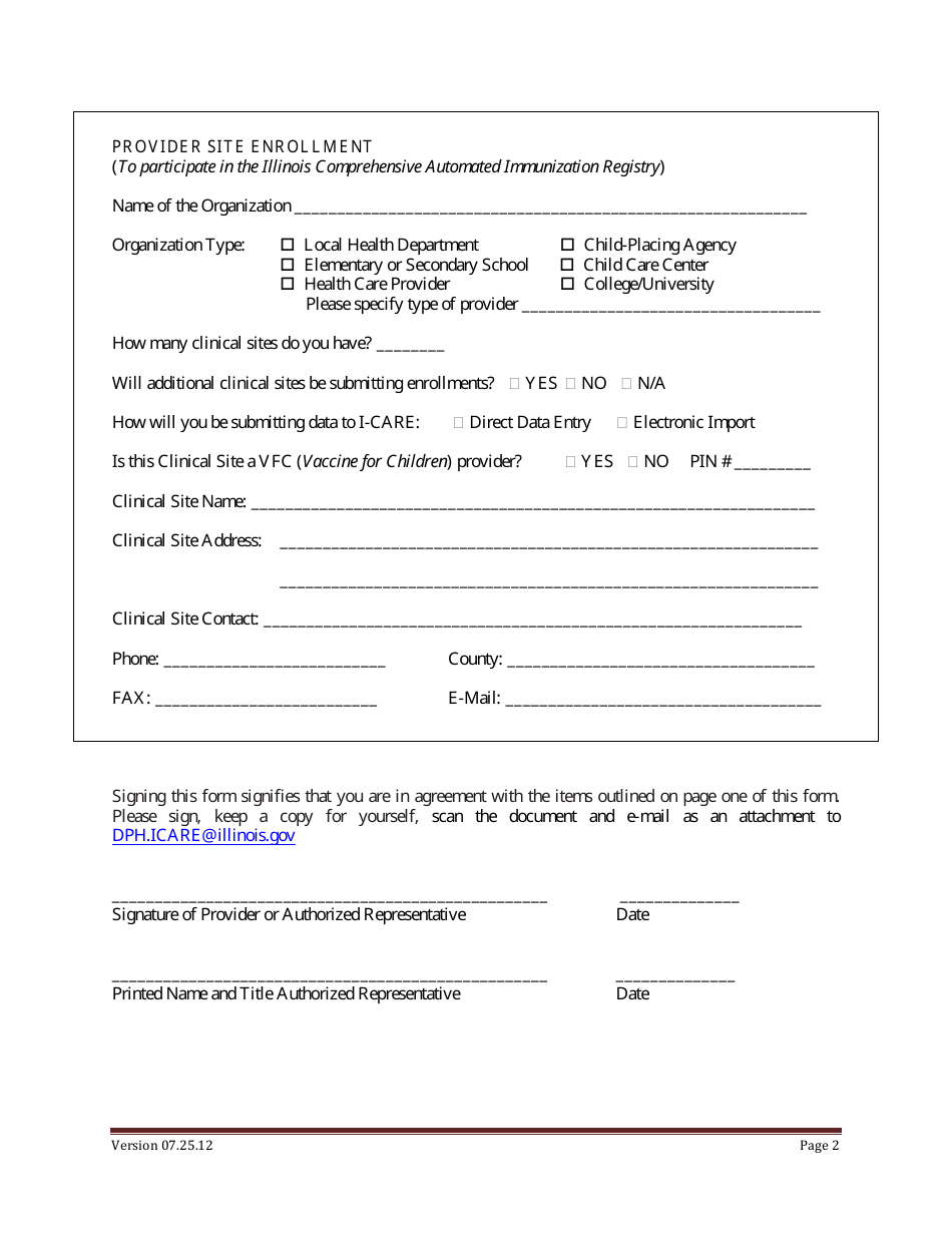 Provider Site Enrollment - Illinois, Page 2