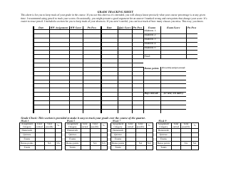 Document preview: Grade Tracking Sheet Template - Table