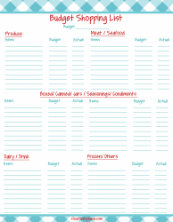 Document preview: Budget Shopping List Template