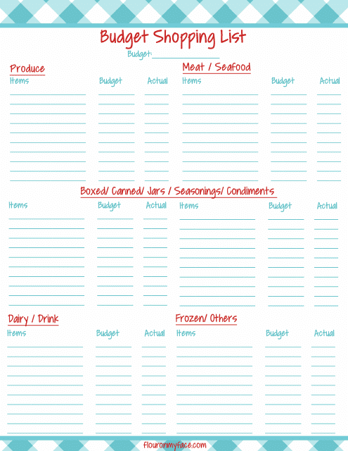 Budget Shopping List Template Preview Image