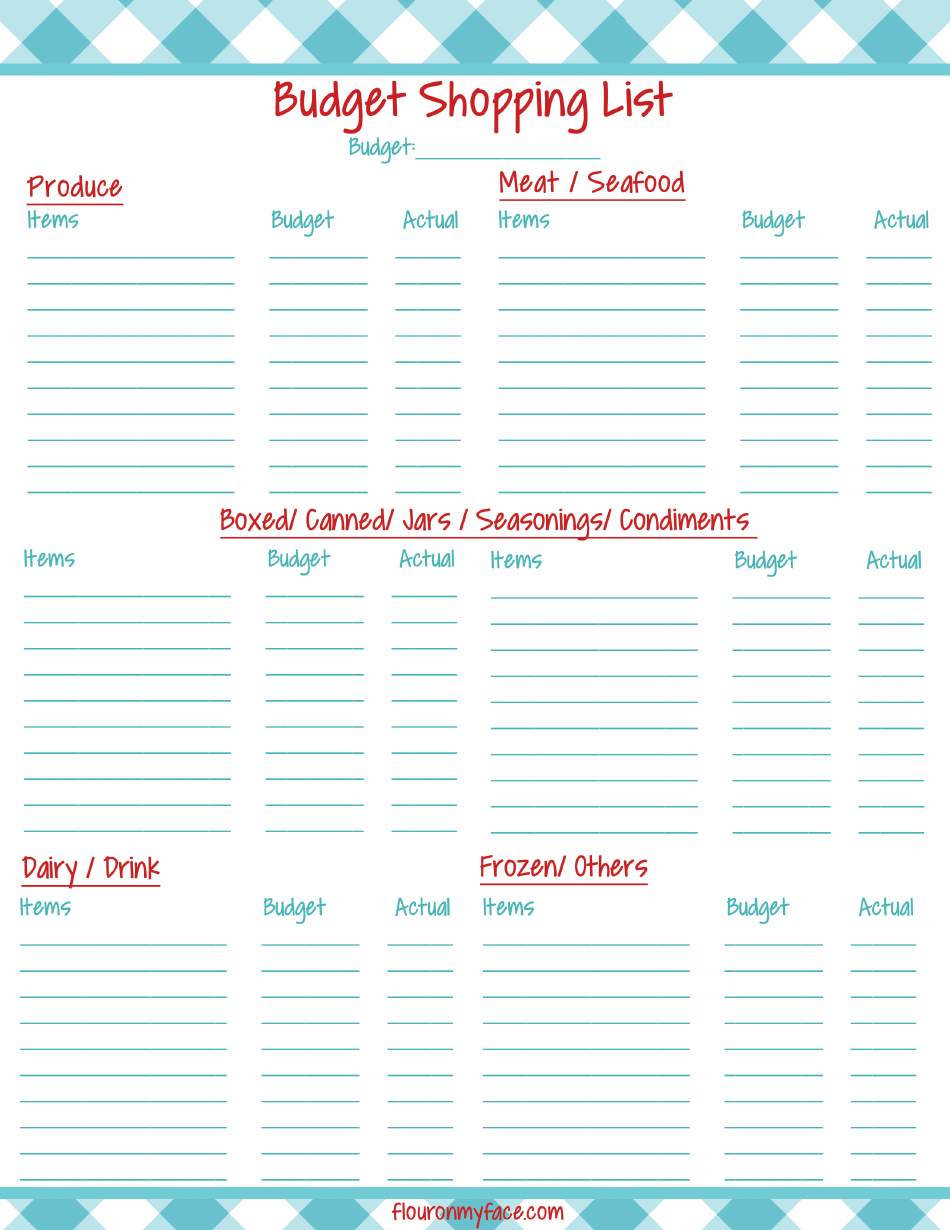 Budget Shopping List Template Preview Image