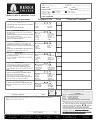 Document preview: Student Labor Evaluation Form - Berea College