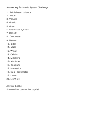 Metric System Challenge Worksheet, Page 2