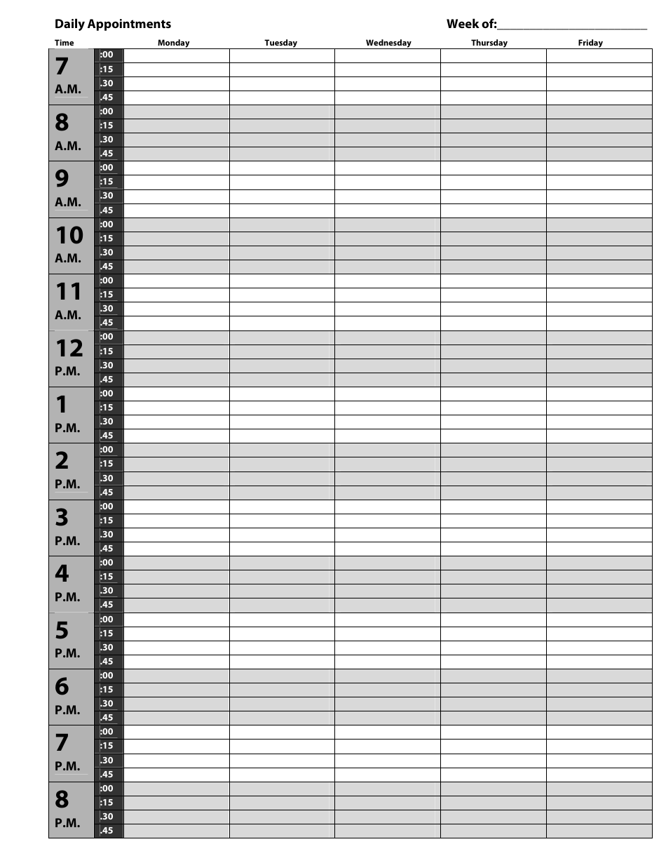free printable daily appointment schedule template monitoring