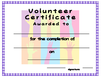&quot;Volunteer Certificate Template&quot;