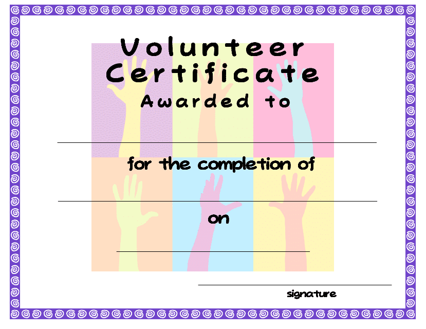 Volunteer Certificate Template Download Printable PDF | Templateroller