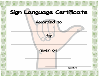 Document preview: Sign Language Certificate Template