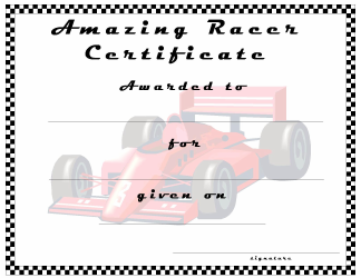 Document preview: Amazing Racer Award Certificate Template