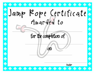 Document preview: Jump Rope Certificate Award Template