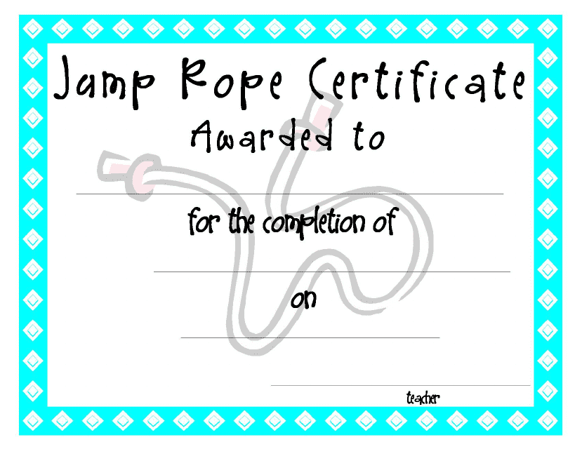 Jump Rope Certificate Award Template - Elegant design for recognizing jump rope achievements