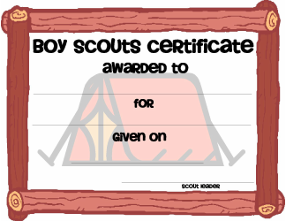 &quot;Boy Scouts Certificate Template&quot;