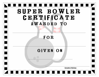 Document preview: Bowling Award Certificate Template