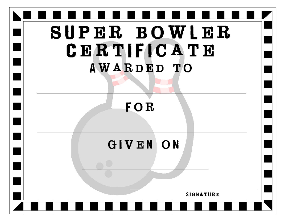 Printable Bowling Award Certificate Template