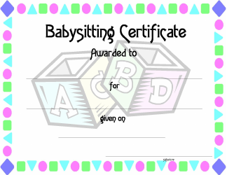 Document preview: Babysitting Certificate Template