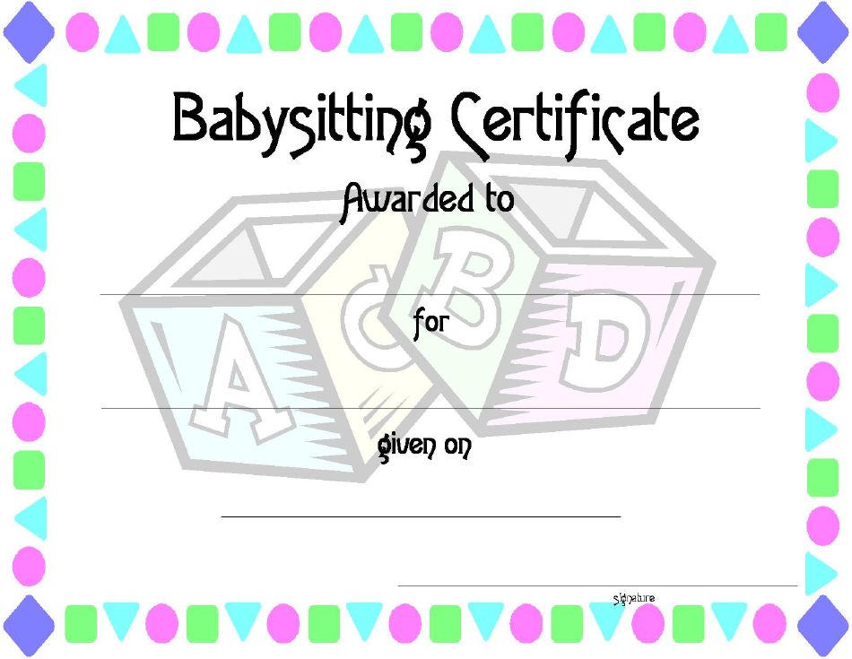 Babysitting Certificate Template Download Printable PDF Templateroller