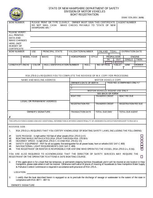 Form DSMV157A  Printable Pdf