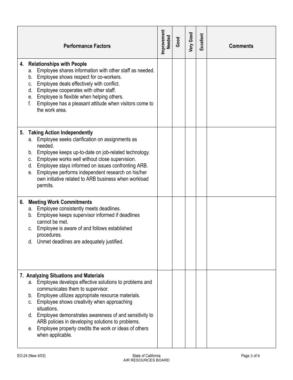 Form EO-24 Voluntary Supplemental Performance Evaluation - California, Page 3