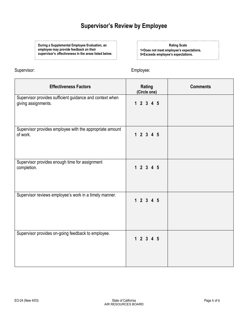 Form EO-24 Voluntary Supplemental Performance Evaluation - California, Page 5