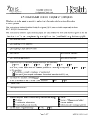 Form MSC301 QED &quot;Background Check Request&quot; - Oregon