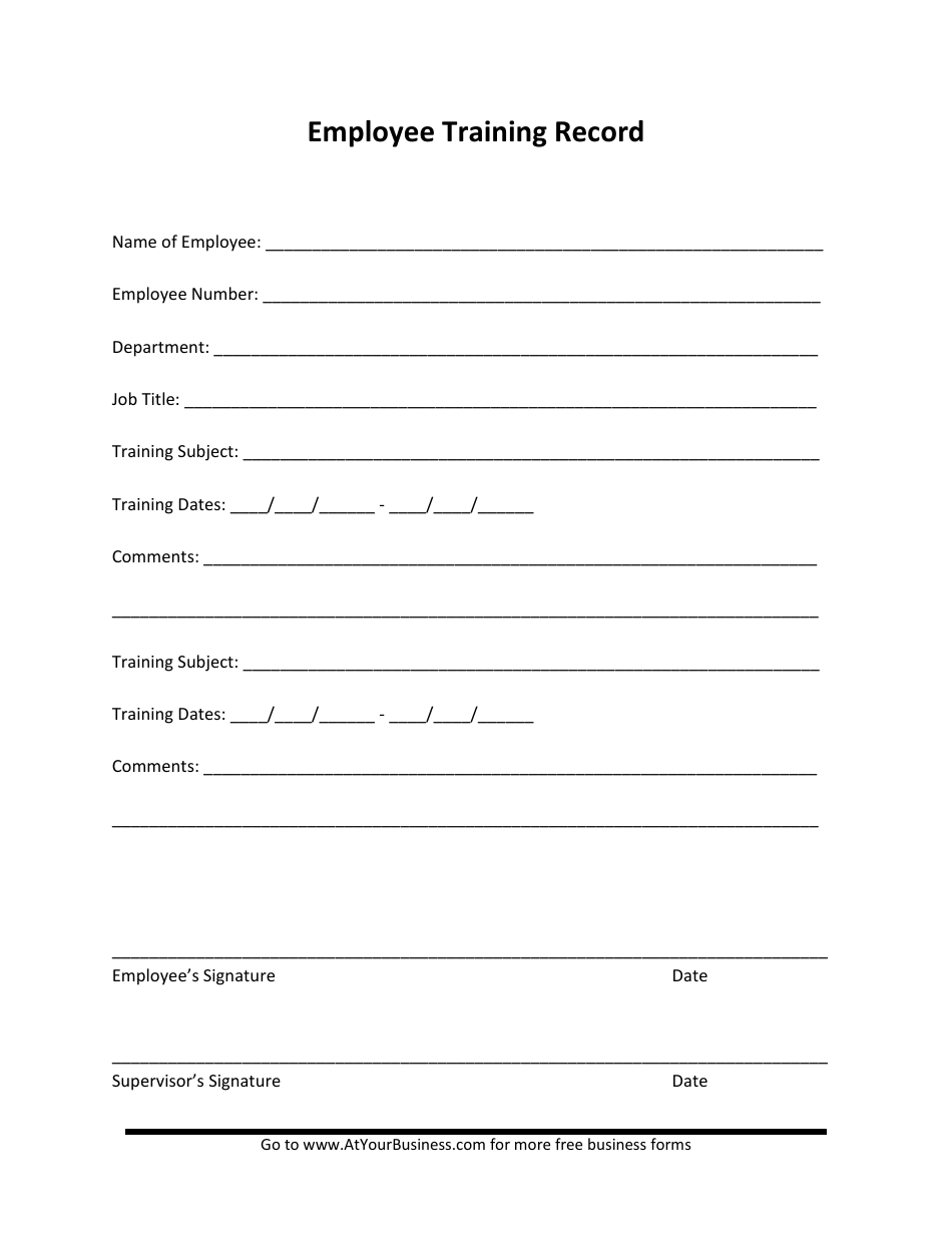 Free Employee Training Record Template Pdf Word Doc A 