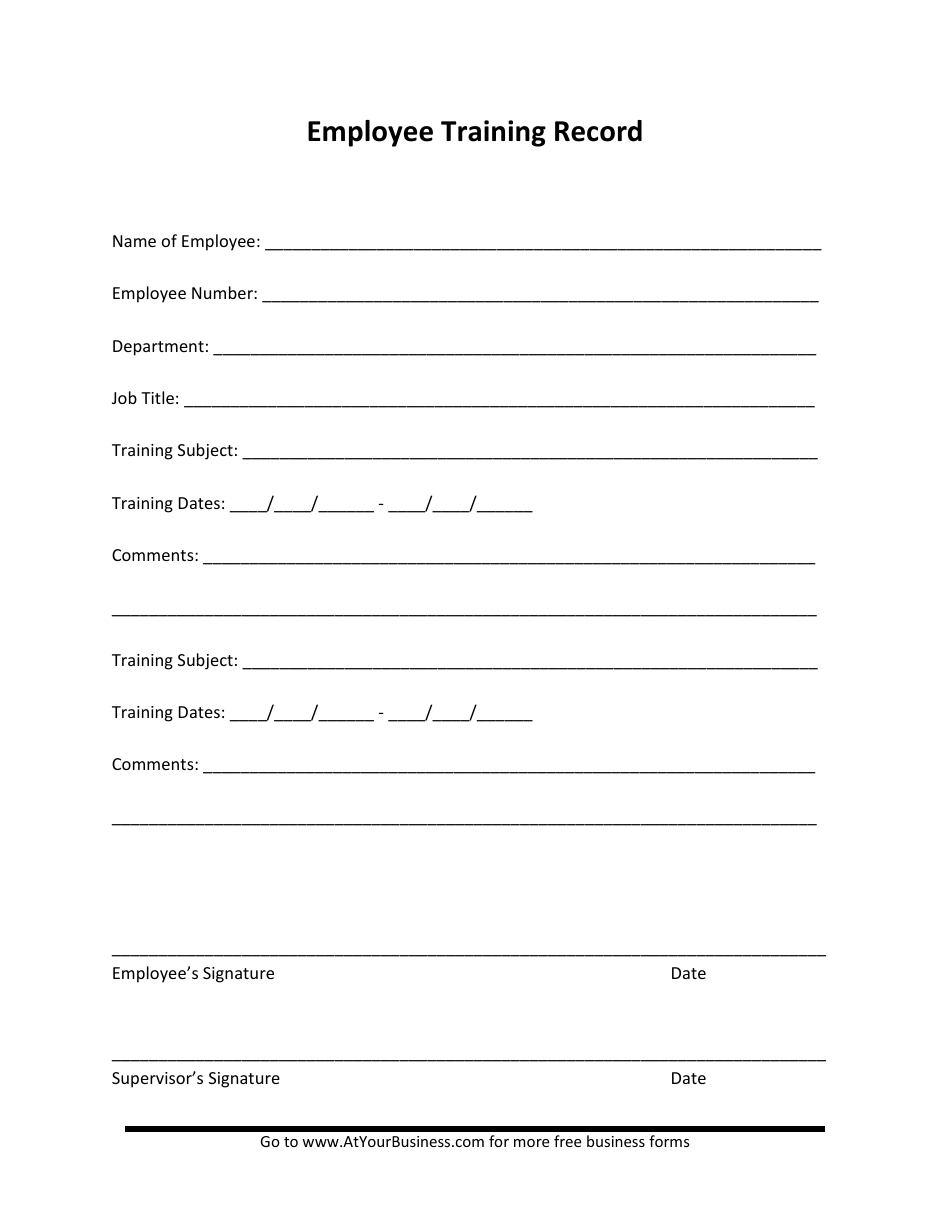 Employee Training Record Template Fill Out Sign Online And Download PDF Templateroller