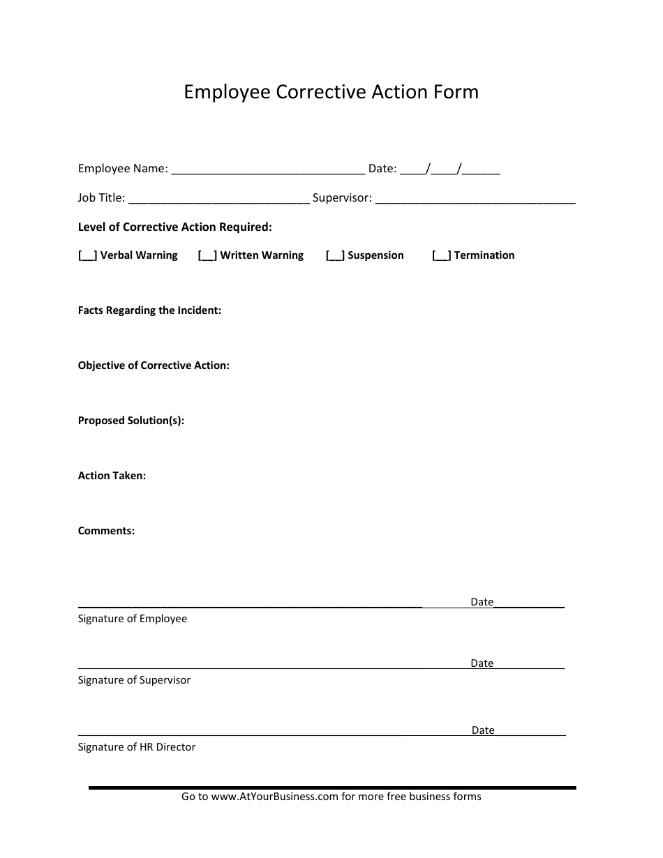 employee-corrective-action-form-download-printable-pdf-templateroller