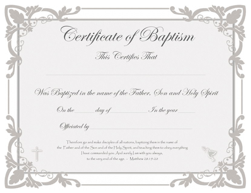 Baptism Certificate Template - Beautiful