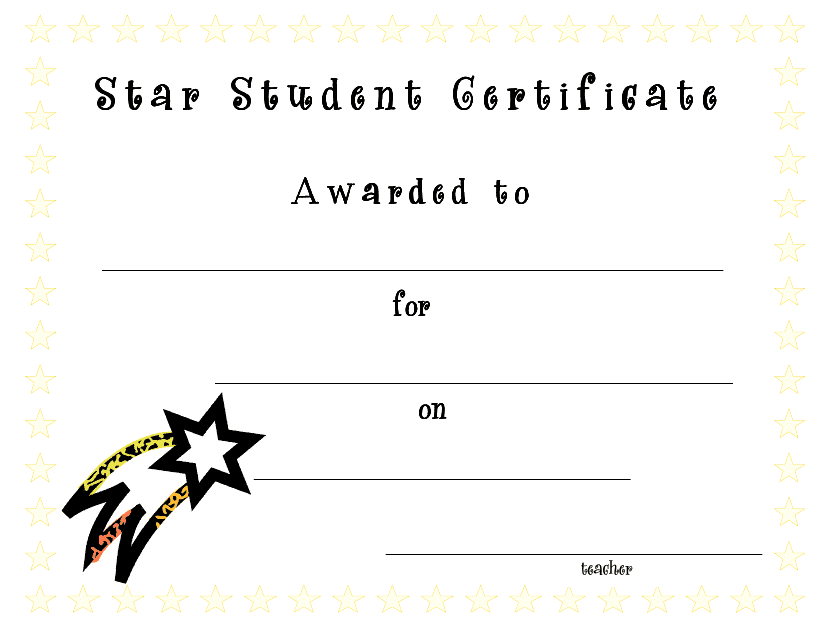 Star Student Award Certificate Template Download Pdf