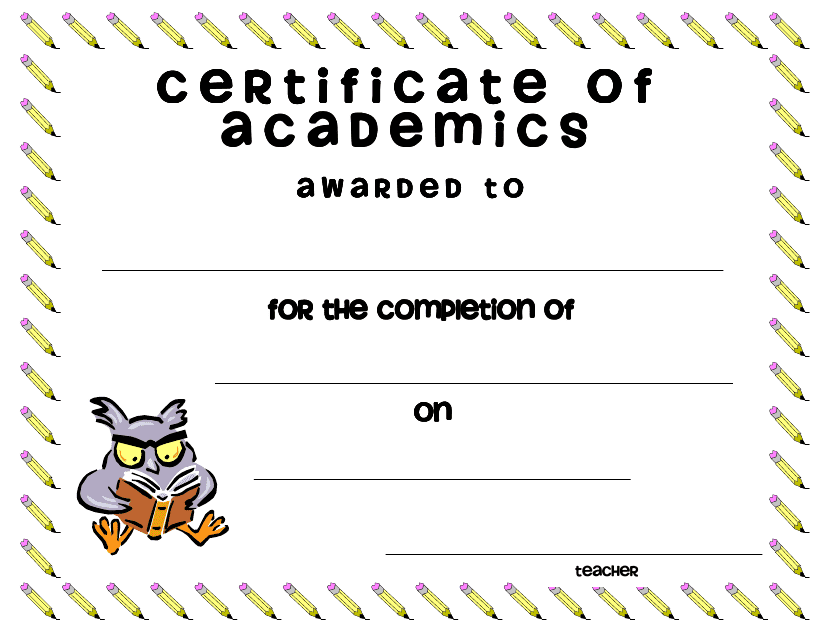 Certificate of Academics Template Preview