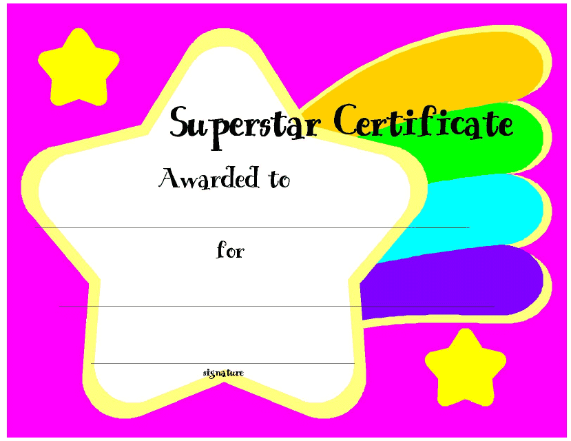 Superstar Award Certificate Template