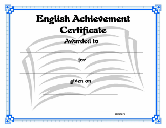 Document preview: English Language Certificate of Achievement Template