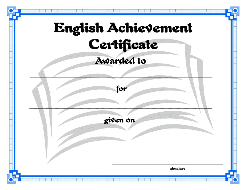 English Language Certificate of Achievement Template Download Pdf