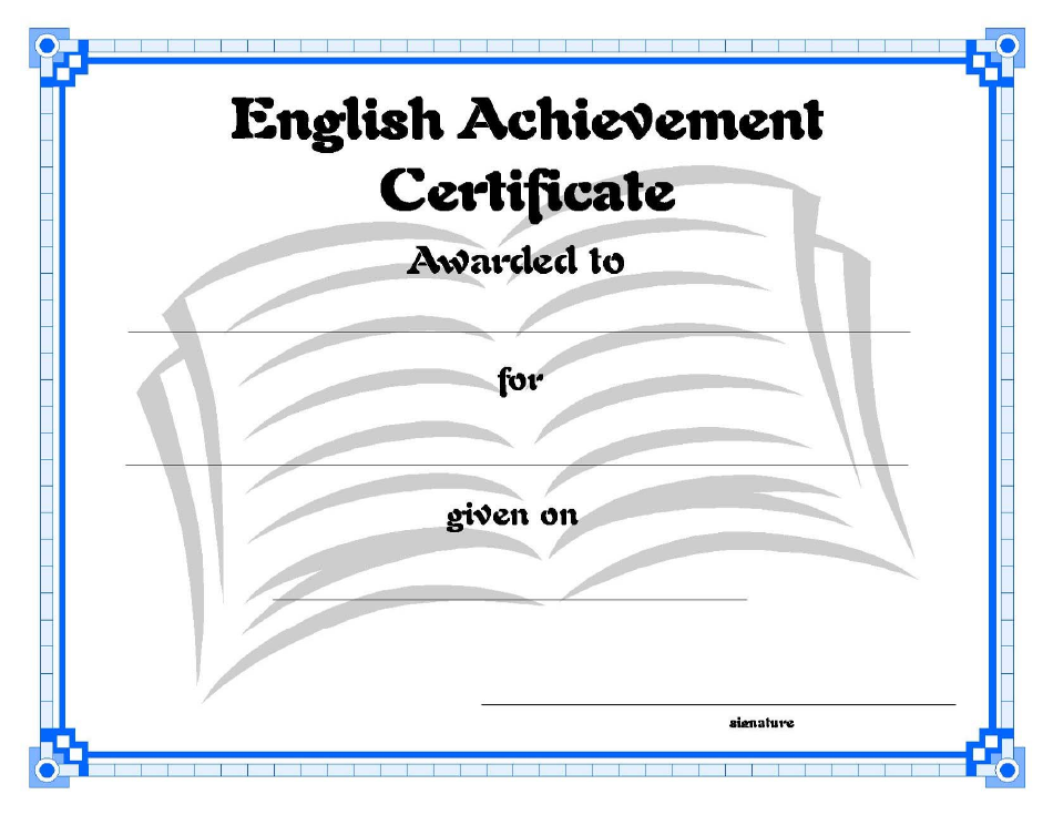 English Language Certificate of Achievement Template, Page 1