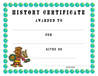 Document preview: History Award Certificate Template