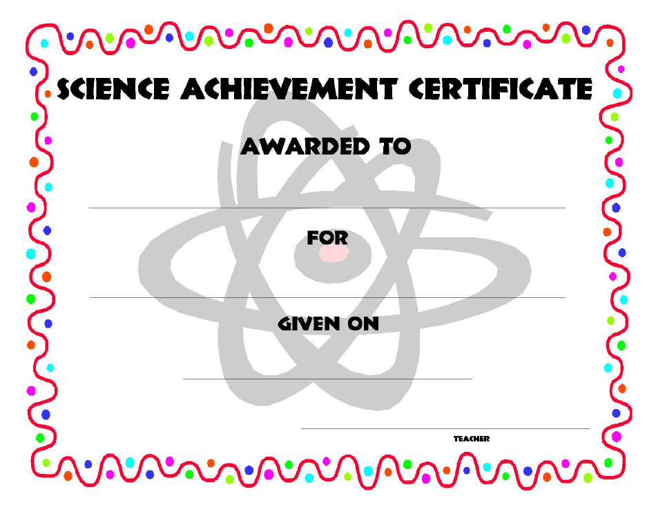 Science Achievement Certificate Template, Page 1