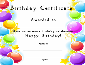 &quot;Birthday Award Certificate Template&quot;
