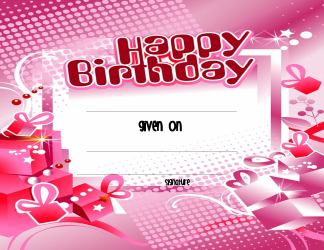 Document preview: Happy Birthday Certificate Template - Presents