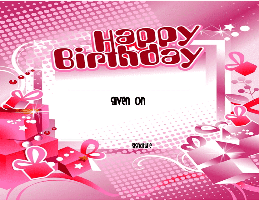 Happy Birthday Certificate Template Download Pdf