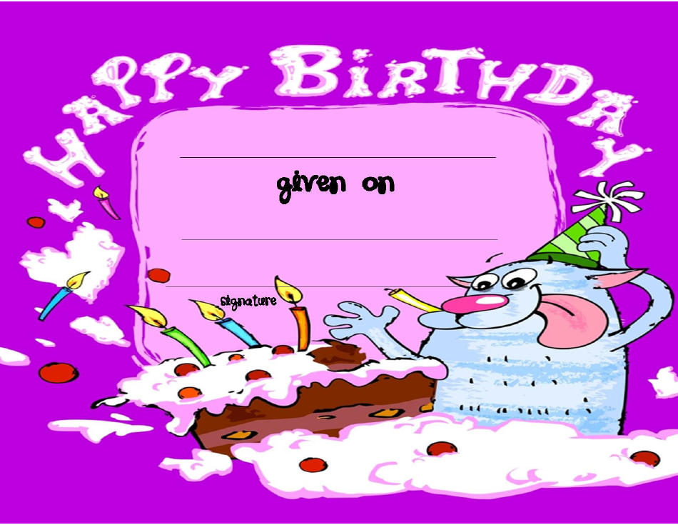 Happy Birthday Certificate Template - Violet Download Printable PDF ...
