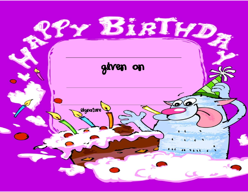Happy Birthday Certificate Template, Page 1
