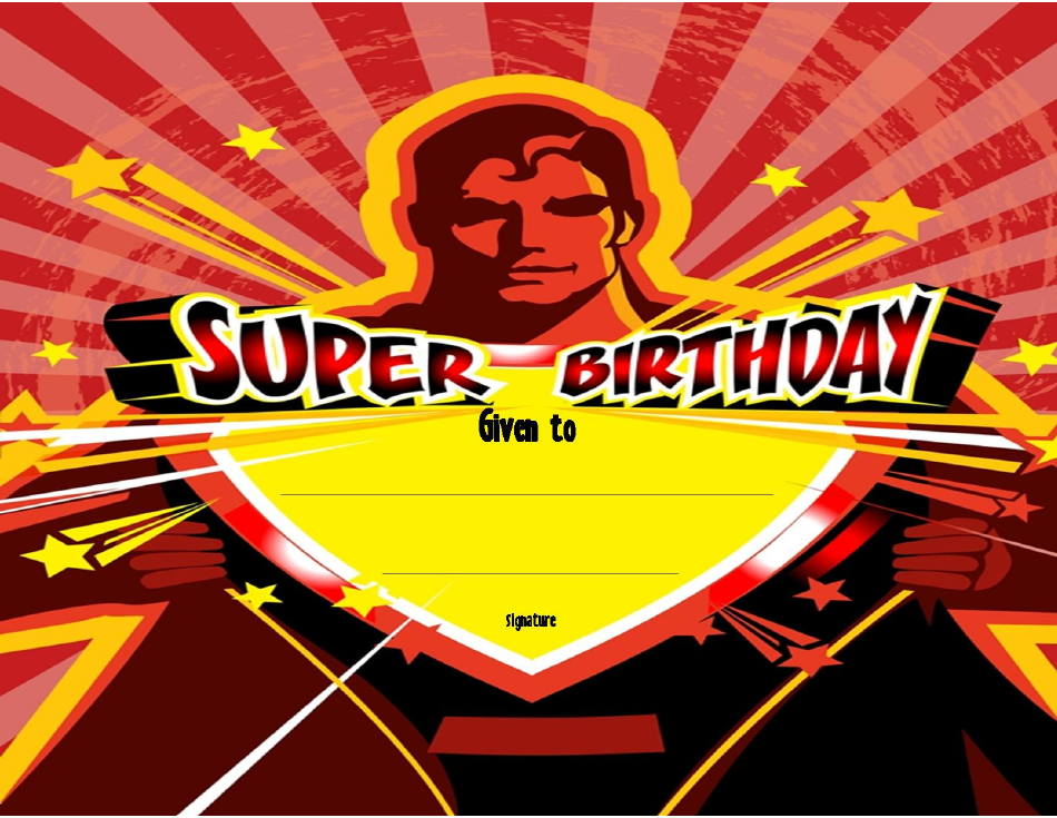 Super Birthday Certificate Template - Image Preview