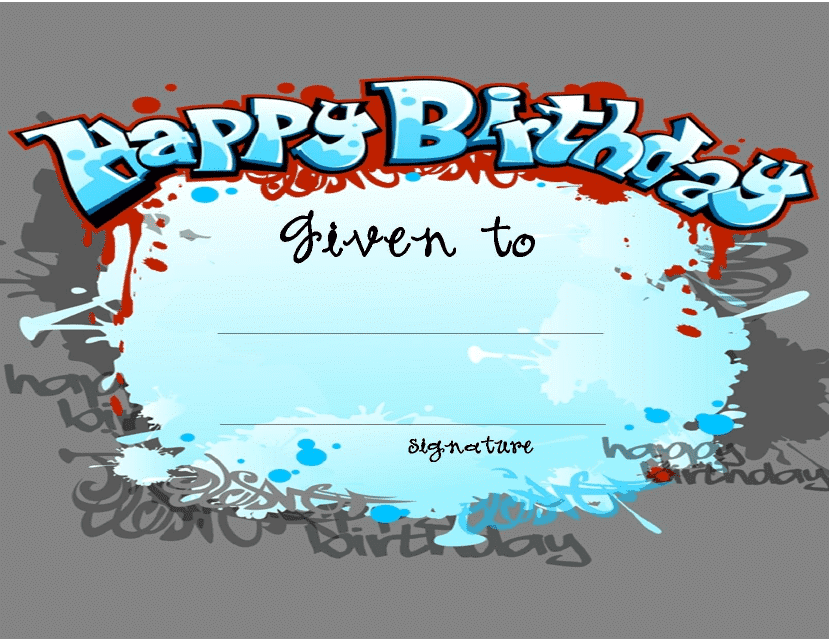 Happy Birthday Certificate Template - Grey Download Pdf