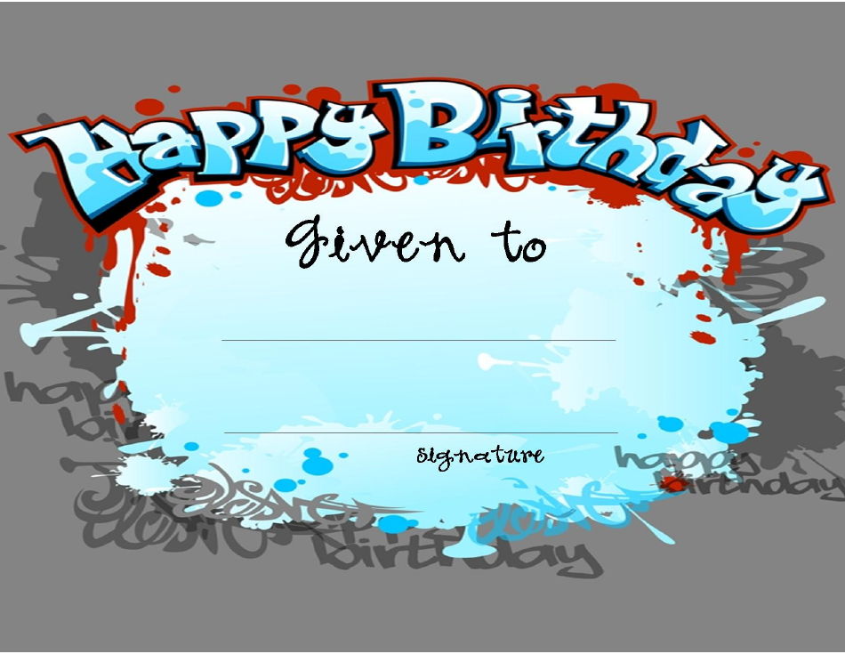 Happy Birthday Certificate Template - Grey, Page 1