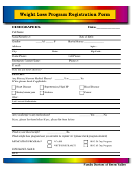 Document preview: Weight Loss Program Registration Form - Family Doctors of Green Valley