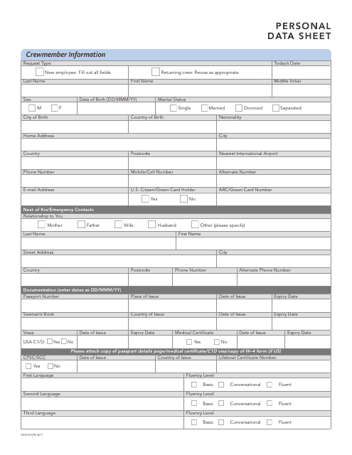 Personal Info Sheet Template from data.templateroller.com