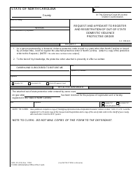 Document preview: Form AOC-CV-315 Request and Affidavit to Register and Registration of Out-of-State Domestic Violence Protective Order - North Carolina